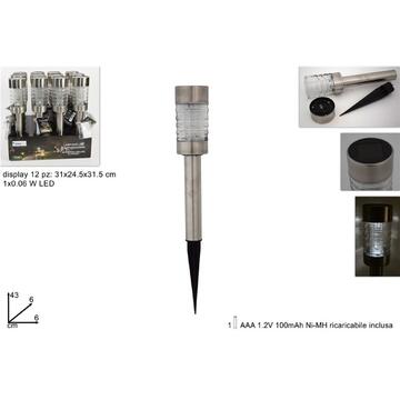 Lampada solare a led da esterno in metallo/vetro con display