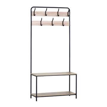 Mobile Ingresso Amany con 2 Ripiani - 80x30 h170 cm - Nero/Rovere - per Ingresso, Ufficio, Studio, Living