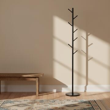 Attaccapanni da Ingresso in Metallo Verniciato h 172cm - Nero