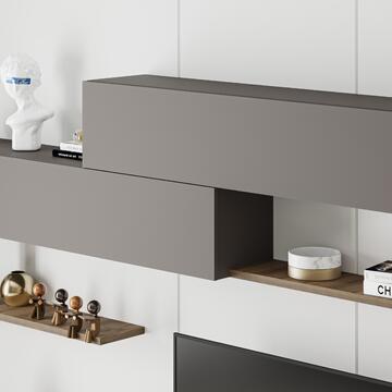 Parete Soggiorno Kombat Light Moka 260x220hx42cm - Marino Fa Mercato