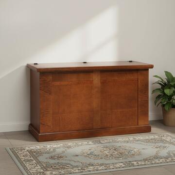 Cassapanca a ribalta in legno noce stile arte povera, 120x46x68