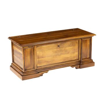 Cassapanca/Baule in Legno Massello - Arte Povera - Portaoggetti - 120x50 h51 cm - Bassano Noce - Made in Italy