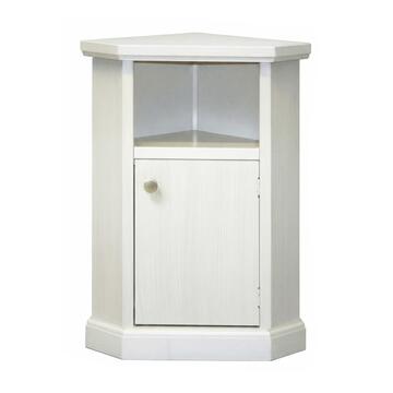 Mobiletto Porta Telefono ad Angolo Seta Decapè con Vano a Giorno + Scomparto Chiuso - Arte Povera - 57x41 h78 cm - Made in Italy