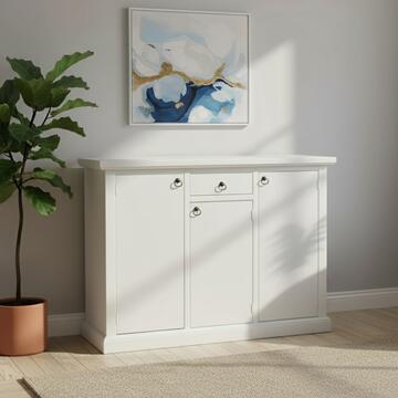 Credenza arte povera 3 ante + 1 cassetto legno bianca