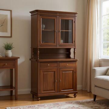 Vetrina classica Napoletana 4 ante + 2 cassetti legno noce