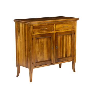 Credenza Classica 2 Ante + 2 Cassetti in Legno Massello - Arte Povera - 110x48 h101 cm - Bassano Noce - Made in Italy