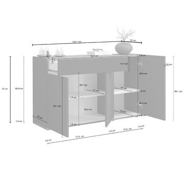Credenza Garda 3 Ante + 1 Cassetto, L 120 cm, Bianco... - Marino Fa Mercato