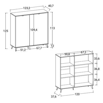 Madia Moderna Multiuso 2 Ante 123x41 h 125cm Cashmere... - Marino Fa Mercato