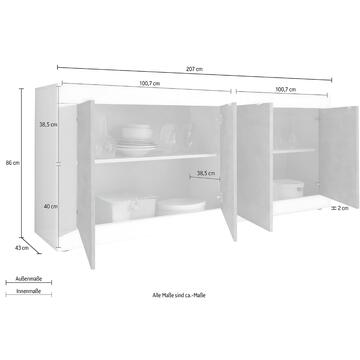 Madia Moderna Basic 4 Ante 207x43 h 86 cm, Made in... - Marino Fa Mercato