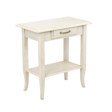 Consolle Classica 1 Cassetto in Legno Massello - con Gambe a Sciabola - Arte Povera - 70x41 h73 cm - Seta/Decapè - Made in Italy