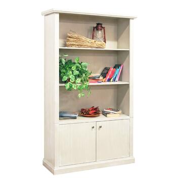 Libreria Classica 3 Ripiani + 2 Ante Seta Decapè - Arte Povera - 106x40 h180 cm - per Ingresso, Ufficio, Soggiorno - Made in Italy