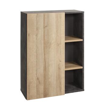 Libreria moderna Core 1 anta + 2 ripiani, legno Grigio/Rovere,...