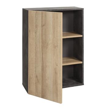 Libreria moderna Core 1 anta + 2 ripiani, legno Grigio/Rovere,... - Marino Fa Mercato