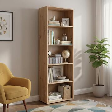 Libreria Ufficio 5 Ripiani Legno Rovere Facile Artisan 69x201Hx36