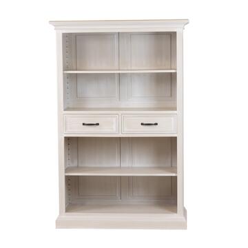 Libreria Classica con 2 Cassetti in Legno Massello - Arte Povera - per Zona Giorno e Ufficio - 112x45 h170 cm - Seta/Decapè - Made in Italy
