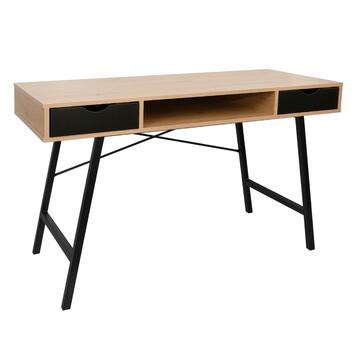 Scrivania per Computer - 120x76x48cm - con Struttura in Metallo e Piano in Melaminico - Rovere/Nero