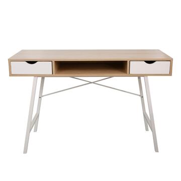 Scrivania per Computer - 120x76x48cm - con Struttura in Metallo e Piano in Melaminico - Rovere/Bianco