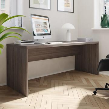 Scrivania Moderna da Ufficio per PC - 178,2x69 h 74,5 cm - in Legno Laminato Tartufo - Made in Italy
