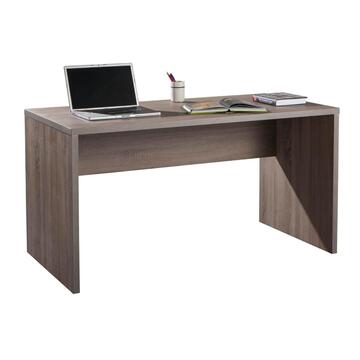 Scrivania Moderna da Ufficio per PC - 138,20x69 h 74,5 cm - in Legno Laminato Tartufo - Made in Italy