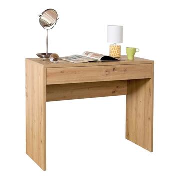 Scrivania Moderna per Ufficio - Consolle Ingresso - 100x40,5 h 81,4 cm - con 1 Cassetto - Legno Rovere Artisan - Made in Italy