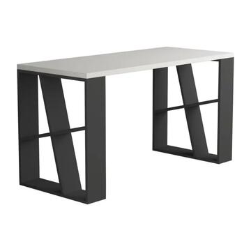 Scrivania Moderna Honey da Ufficio per PC - 137x60 h75 cm - in Legno Laminato  Bianco/Antracite