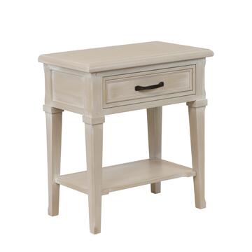 Comodino Classico 1 Cassetto in Legno Massello - Arte Povera - per Camera da Letto - 61x36 h65 cm - Seta/Decapè - Made in Italy