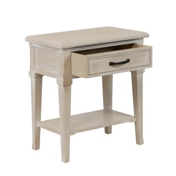 Comodino Classico 1 Cassetto in Legno Massello - Arte Povera - per Camera da Letto - 61x36 h65 cm - Seta/Decapè - Made in Italy