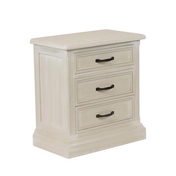 Comodino Classico in Legno Massello 3 Cassetti - Arte Povera - per Camera da Letto - 60x36 h66 cm - Seta - Made in Italy