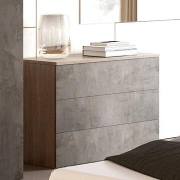 Comò Moderno Eva 3 Cassetti - 103x40 h74 cm - Camera da Letto - Noce/Ossido - Made in Italy