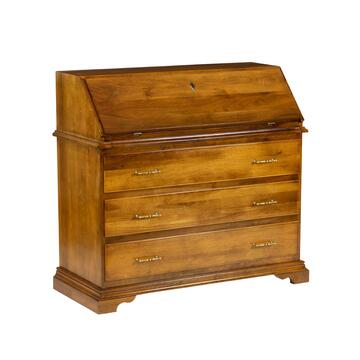 Bureau Classico in Legno Massello - Arte Povera - per Ufficio - 108x47 h99 cm - Bassano Noce - Made in Italy