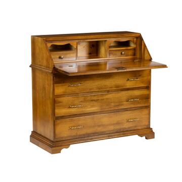 Bureau Classico in Legno Massello - Arte Povera - per Ufficio - 108x47 h99 cm - Bassano Noce - Made in Italy