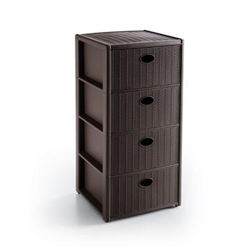 Cassettiera Elegance 4 cassetti in plastica marrone