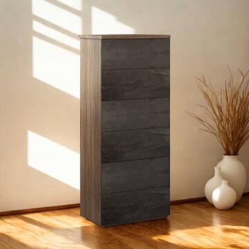 Cassettiera Moderna Eva 6 Cassetti - 48x38 h117 cm - Camera da Letto - Noce/Ossido - Made in Italy