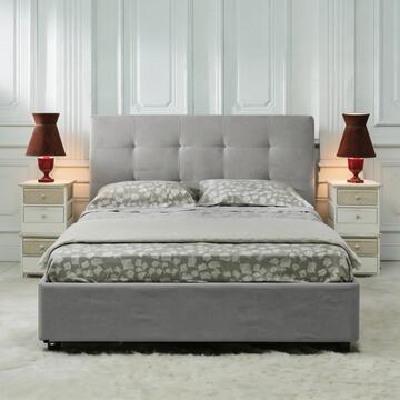 Letto da Una Piazza e Mezzo Moderno con Contenitore Silver 120x200 cm Napoli con Testiera Trapuntata