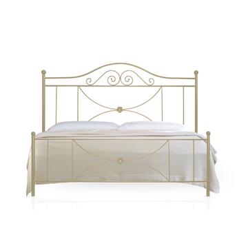 Letto Classico da 1 Piazza e Mezzo Isabel in Ferro Battuto 120x190 cm - Avorio/Oro