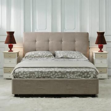 Letto Matrimoniale Moderno con Contenitore Beige 160x200 cm Napoli con Testiera Trapuntata