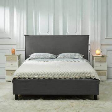 Letto Moderno Matrimoniale 160x190 cm Antracite Line in Tessuto Effetto Tramato