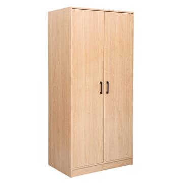 Armadio Moderno 2 Ante Battenti 83x54 h 180 in Melaminico Rovere con Maniglie in Metallo Verniciato