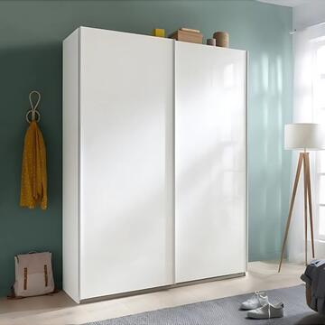 Armadio Moderno 2 Ante Scorrevoli - 150x67 h223 cm - Salvaspazio - Camera da Letto - Bianco Lucido - Made in Italy