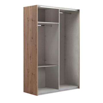 Armadio Moderno 2 Ante Scorrevoli - 150x67 h223 - Salvaspazio - Camera da Letto - Legno Rovere/Grigio - Made in Italy