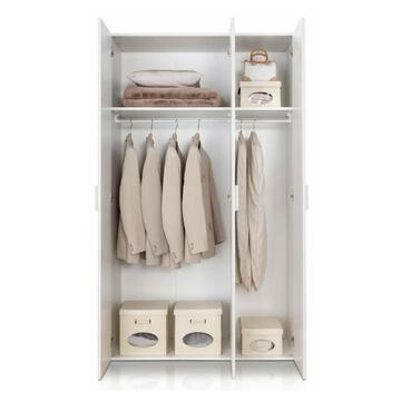 Armadio Moderno Small 3 Ante Battenti - 123x53 h211 cm - Salvaspazio - Camera da Letto - Bianco Frassino - Made in Italy