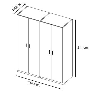 Armadio Moderno Small 4 Ante Battenti - 163,4x53,3... - Marino Fa Mercato