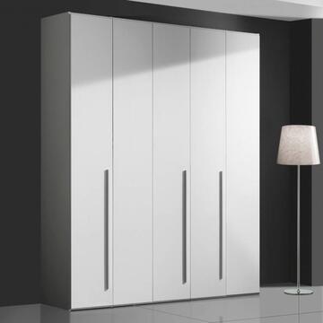 Armadio Moderno Easy 5 Ante Battenti - 204x53 h 245 cm - Camera da Letto - Bianco Frassino - Made in Italy