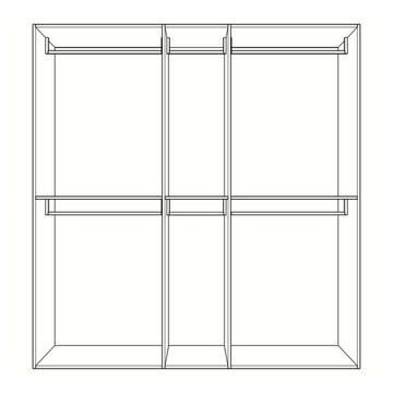 Armadio Moderno Easy 5 Ante Battenti - 204x53 h 245 cm - Camera da Letto - Bianco Frassino - Made in Italy