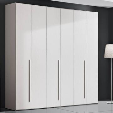 Armadio Moderno Easy 6 Ante Battenti - 244x53 h245 cm - Camera da Letto - Bianco Frassino - Made in Italy