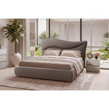 Camera da Letto Matrimoniale Save, Camera Completa, Grigio/Olmo, con 2 Comodini, Como', Armadio, Letto Contenitore e Specchiera