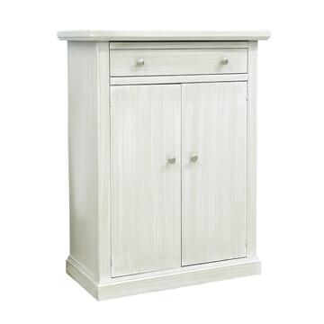 Mobile Scarpiera Classico 2 Ante + 1 Cassetto Seta Decapè - Arte Povera - 80x40 h103 cm - per Ingresso, Corridoio, Camera da Letto - Made in Italy