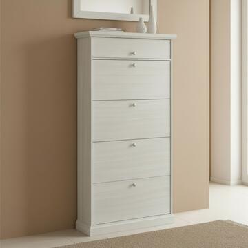 Scarpiera Classica 4 Ribalte Seta Decapè - Arte Povera - 83x23 h160 cm - per Ingresso, Corridoio, Camera da Letto - Made in Italy