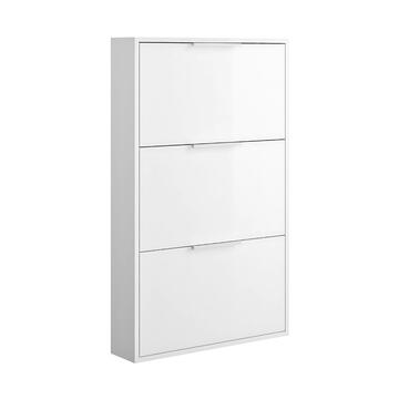 Scarpiera Moderna Slim 3 Ribalte Bianco Lucido h 105,5 cm