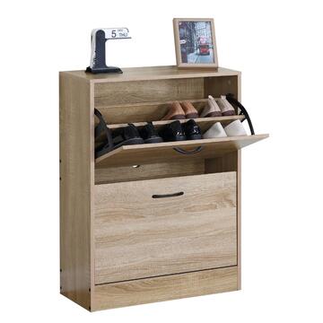 Scarpiera Moderna 2 Ribalte Rovere con Doppio Scoparto - 60x24 h81 cm - per Ingresso, Corridoio, Camera da Letto